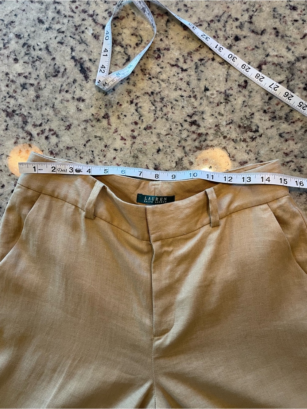 Ralph Lauren 100% linen cuffed trouser Pants - Tan 8 - Picture 7 of 9